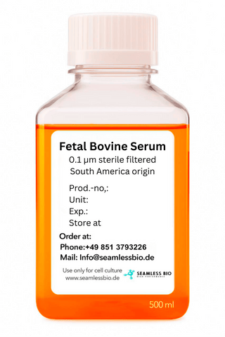 Fetal Bovine Serum – South America Origin | Low Endotoxin (< 5 EU/mL) | 0.1 µm Sterile Filtered | High Purity | 50 mL, 100 mL & 500 mL