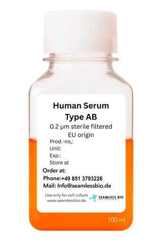 Human Serum – Type AB (Mixed Donors) | EU / US Origin | Heat Inactivated or Gamma Irradiated | Sterile Filtered | 100 mL & 500 mL