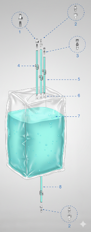 3D Single-Use-Bags Connection opportunity tubing and MPX parts