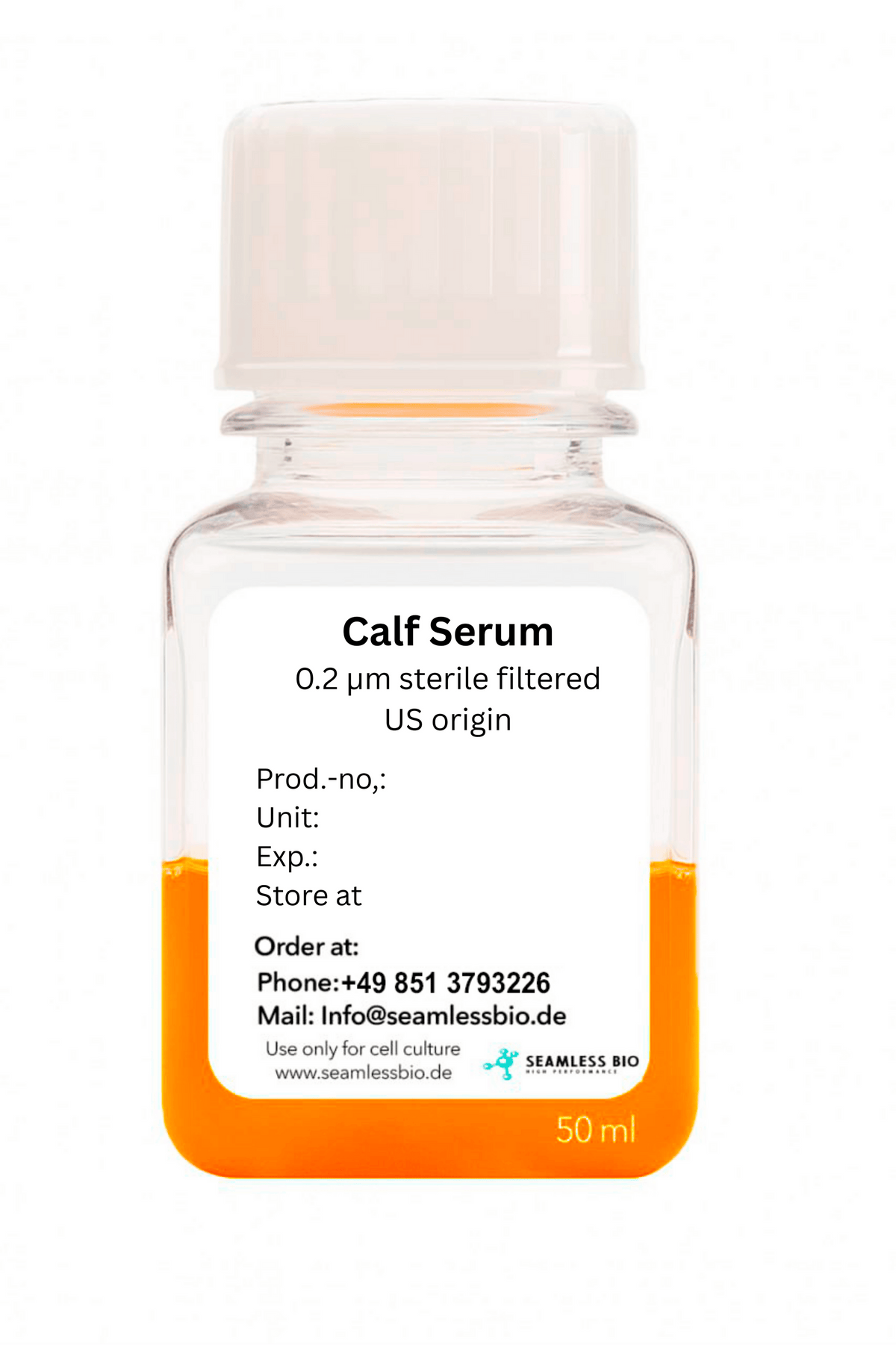Calf Serum – US Origin | Sterile Filtered (0.2 µm) | 50 mL, 100 mL, 500 mL & 1 L | SeamlessBio