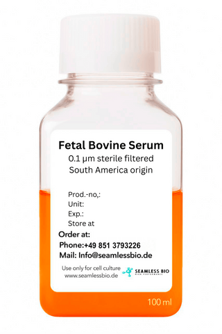 Fetal Bovine Serum – South America Origin | Low Endotoxin (< 5 EU/mL) | 0.1 µm Sterile Filtered | High Purity | 50 mL, 100 mL & 500 mL