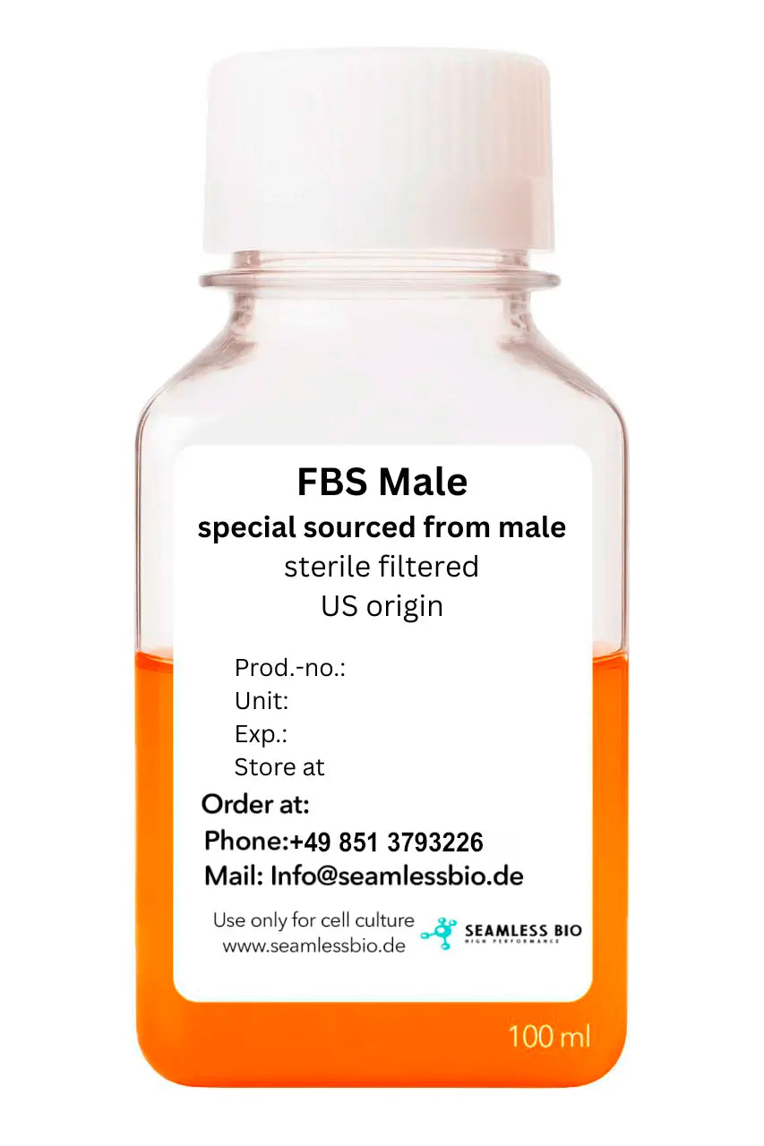 Fetal Bovine Serum male from US origin in 100mL size. FBS Male available