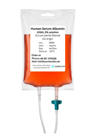 Human Serum Albumin HSA 20% solution in Bioprocessing Bags or 2D Single Use Bags special for cell therapy