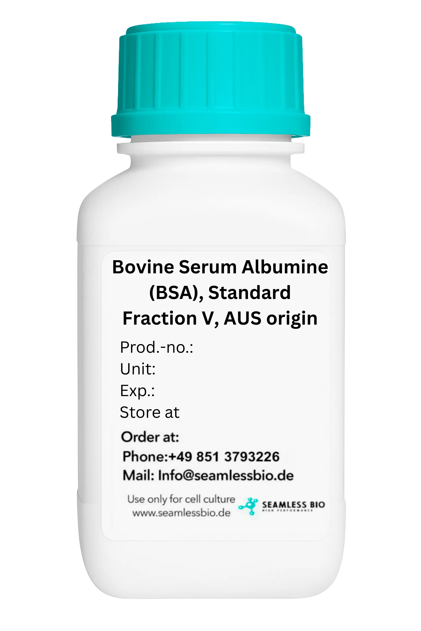 Bovine Serum Albumin (BSA) – Standard Grade (Research Use) | Australia / New Zealand / US Origin | ≥96 % Purity | 50 g, 100 g, 500 g & 1 kg SeamlessBio
