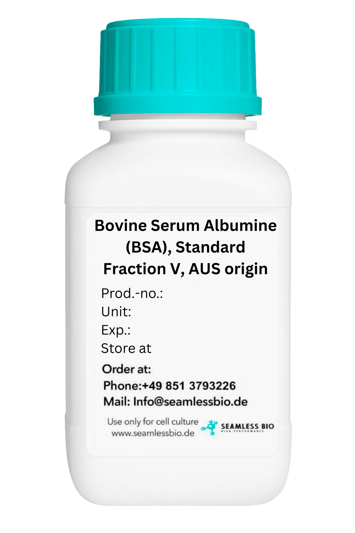 Bovine Serum Albumin (BSA) – Standard Grade (Research Use) | Australia / New Zealand / US Origin | ≥96 % Purity | 50 g, 100 g, 500 g & 1 kg SeamlessBio